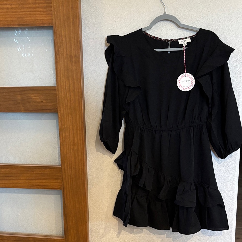 Umgee Women’s Black Ruffle Dress
